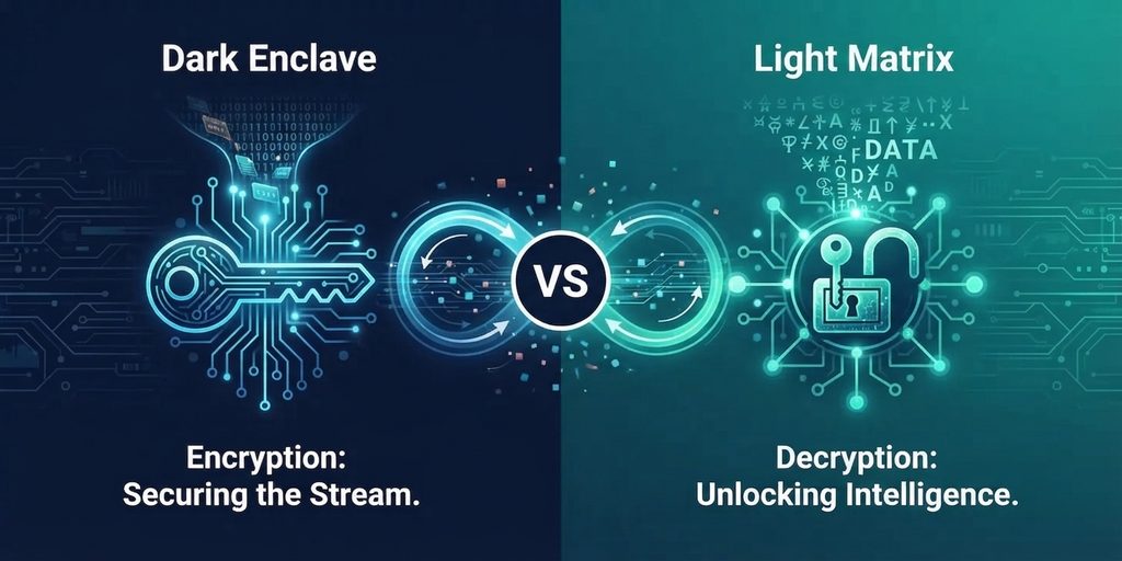 Encryption vs decryption in a secure server environment