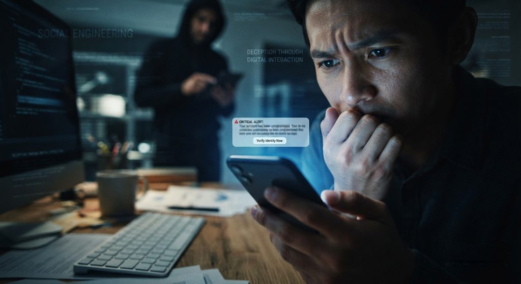 Phishing attack using a deceptive message